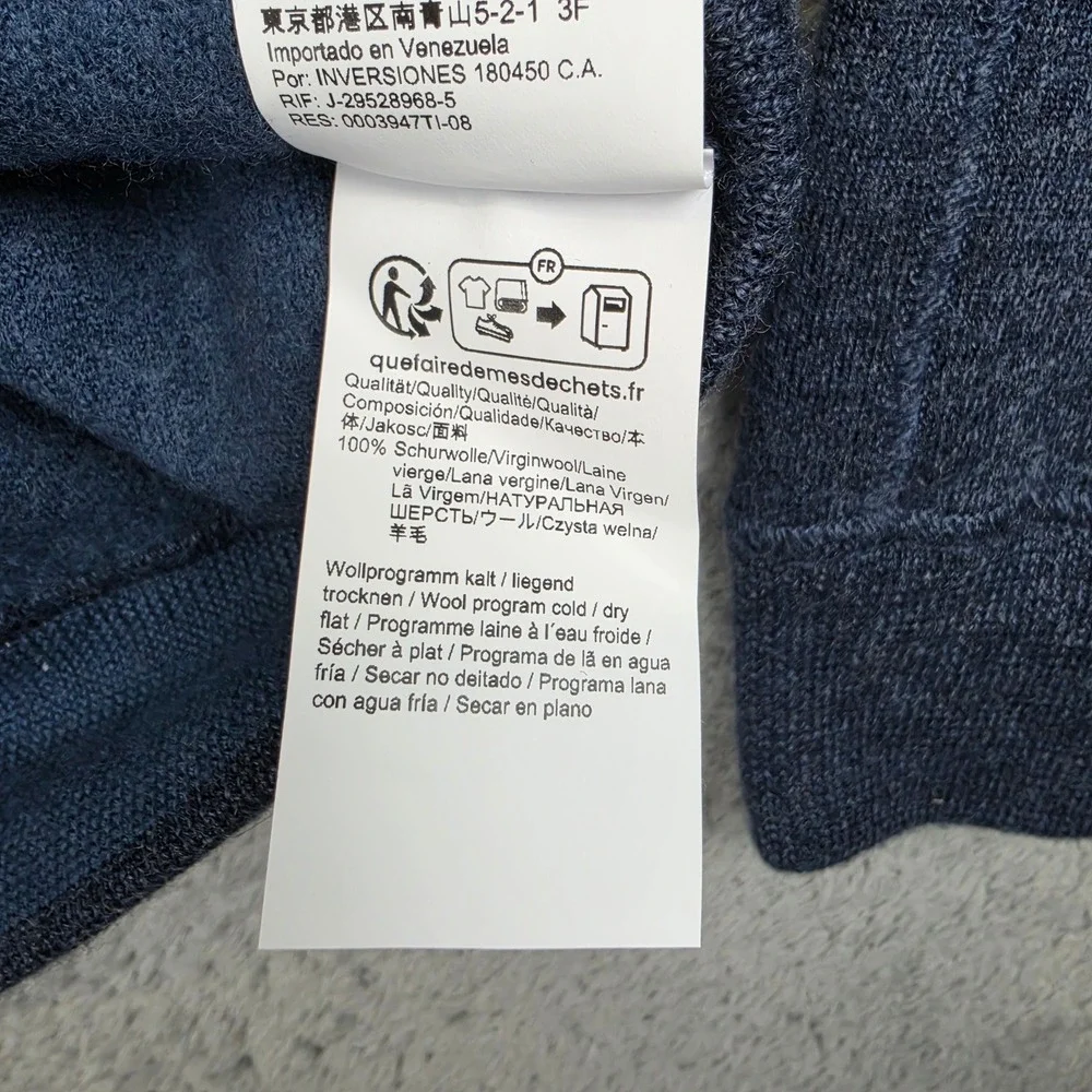 Hugo Boss Sweater Mens S Blue Virgin Wool Crewneck Long Sleeve Pullover Normcore